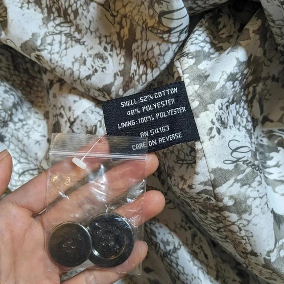 Guess Trench Coat Jacket Long Buttons Medium Gray Silver - Picture 5 of 10